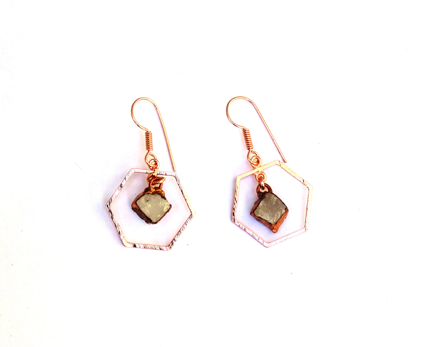 Moonstone Hexagon Gemstone Earrings