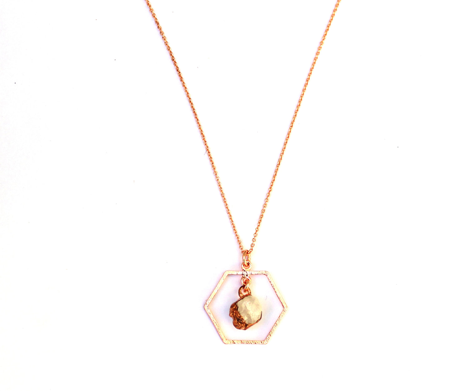 Moonstone Hexagon Gemstone Necklace