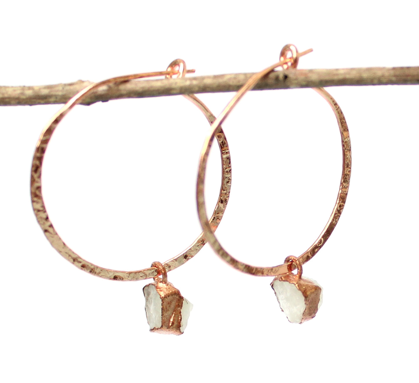 Large Moonstone Hoops