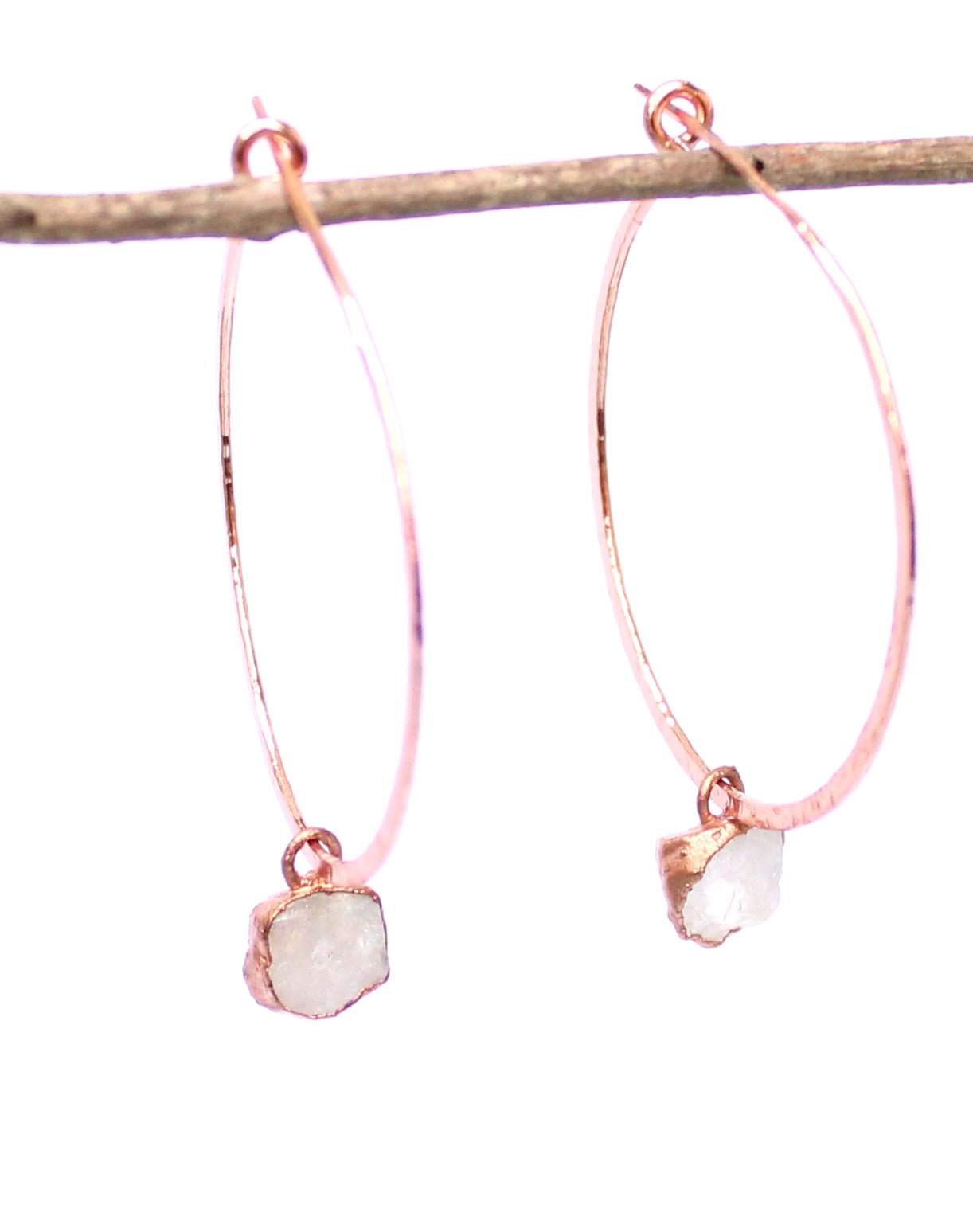 Large Moonstone Hoops