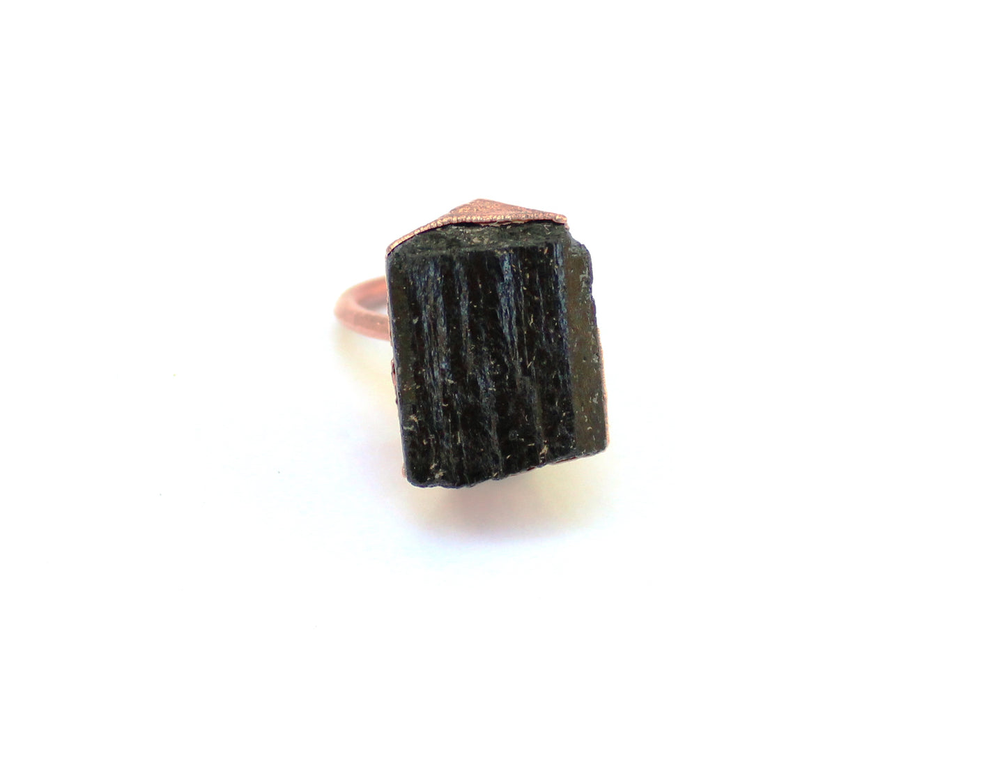 X Large Black Tourmaline Ring, Vertical