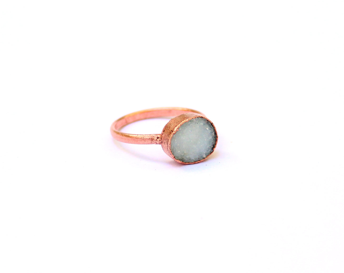 Large Oval Druzy Solitaire Ring (Horizontal)