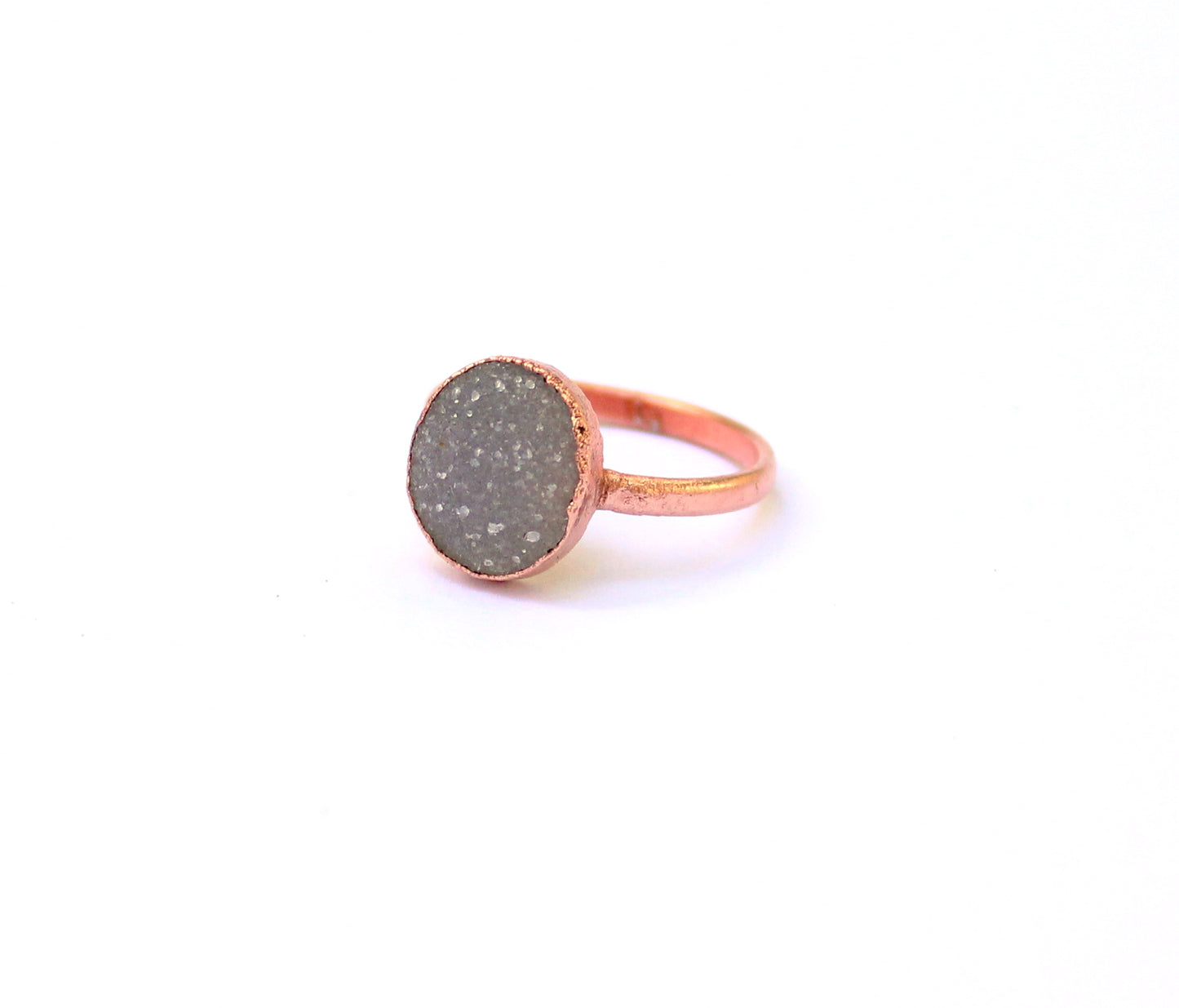 Large Oval Druzy Solitaire Ring (Vertical)