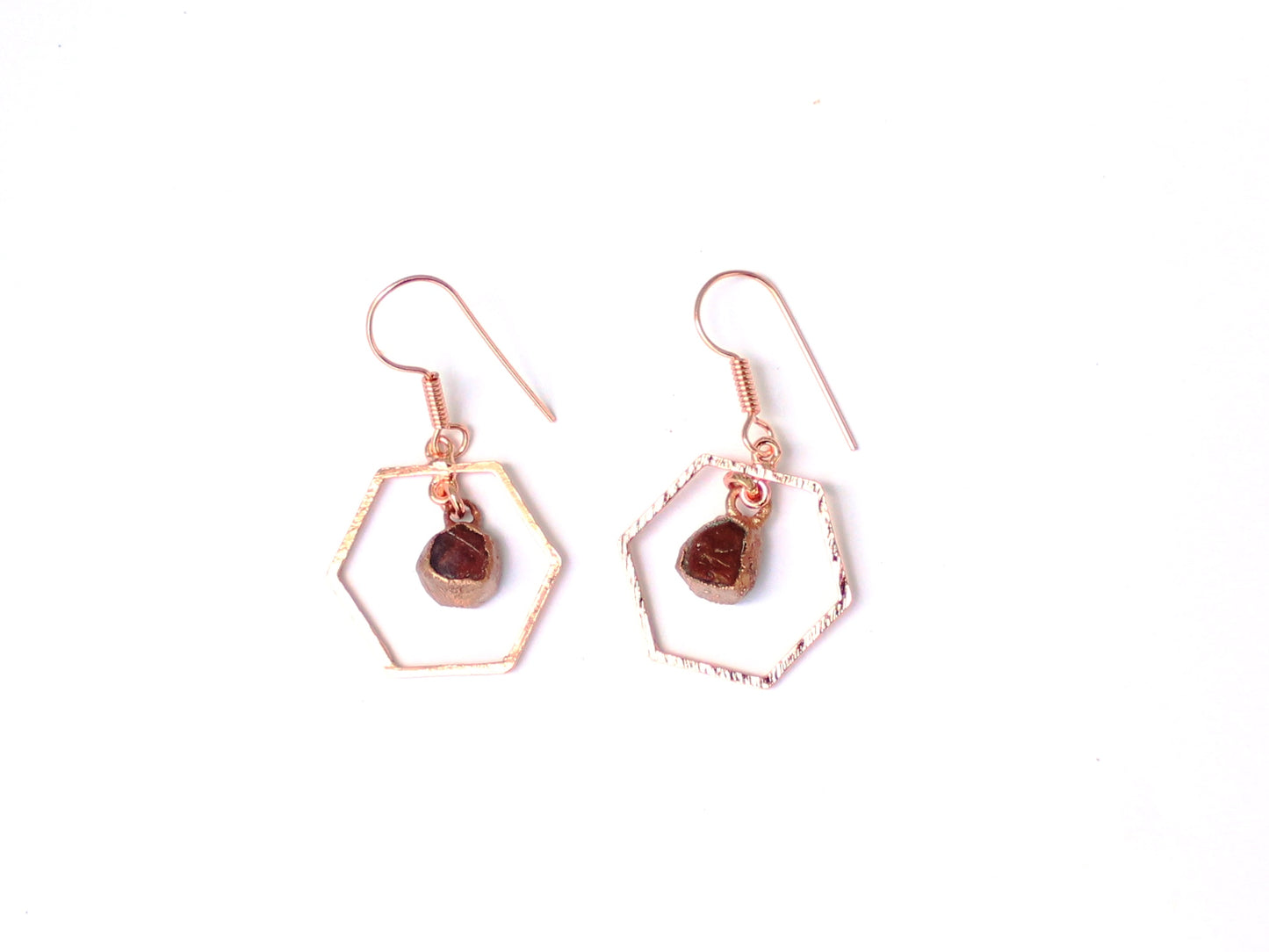 Ruby Hexagon Shape Gemstone Drop Earrings