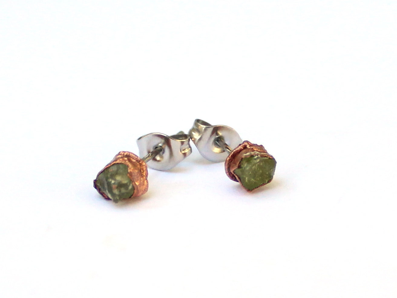 Small Green Garnet Stud Earrings (January Birthstone)