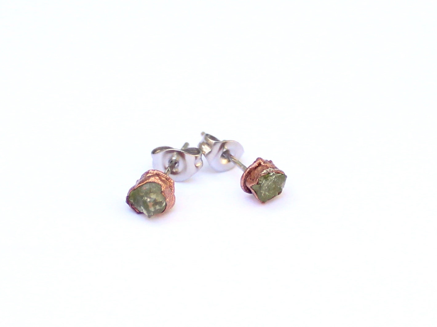 Small Green Garnet Stud Earrings (January Birthstone)