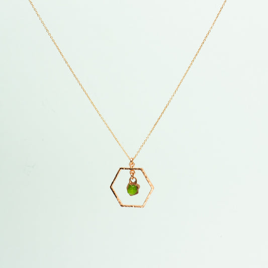 Peridot Hexagon Gemstone Necklace