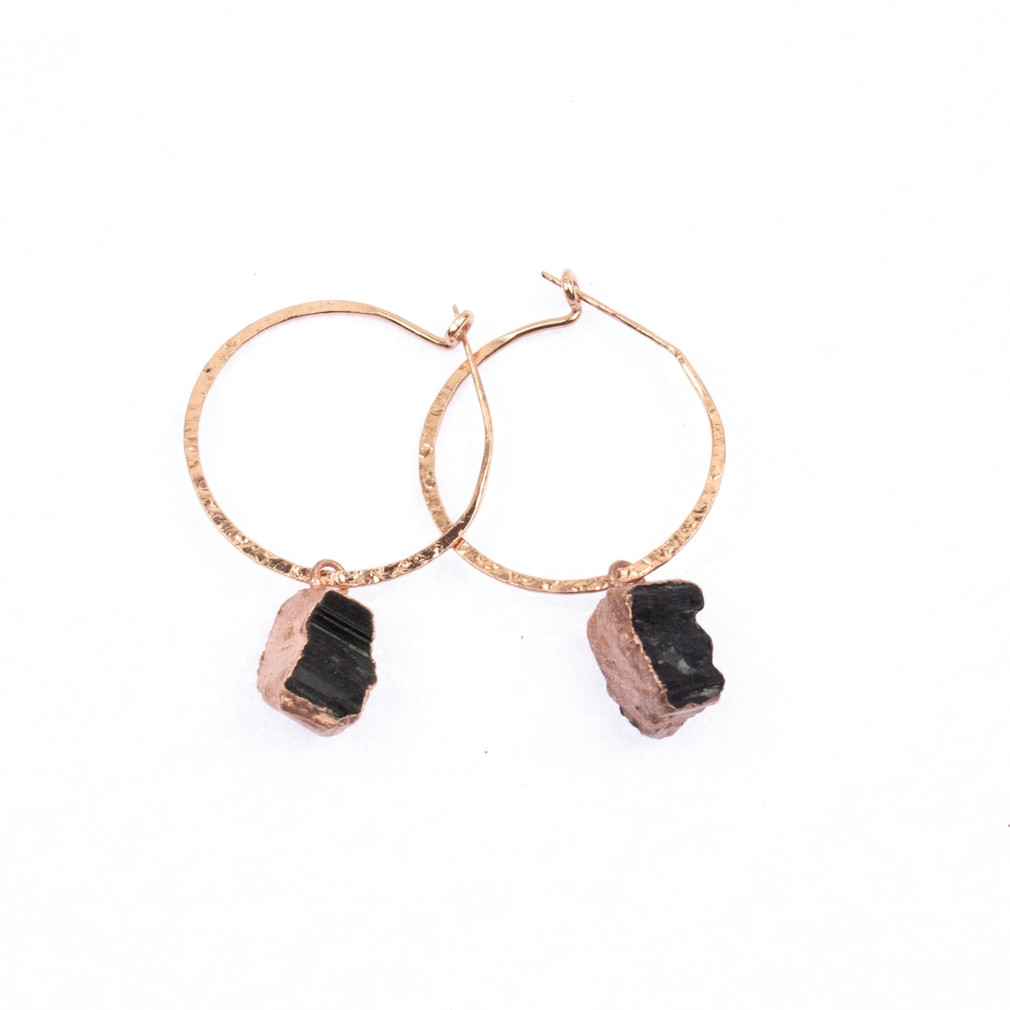 Medium Black Tourmaline Hoops