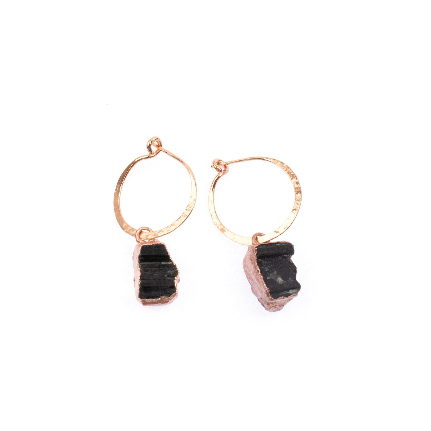 Small Black Tourmaline Hoops