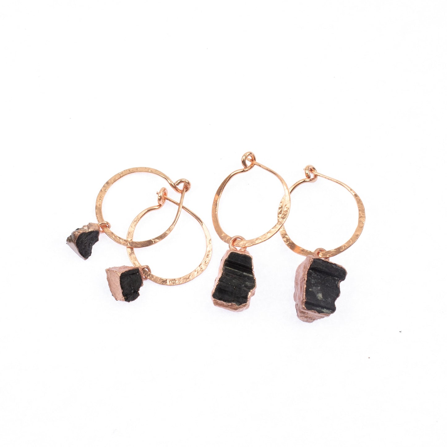 Small Black Tourmaline Hoops