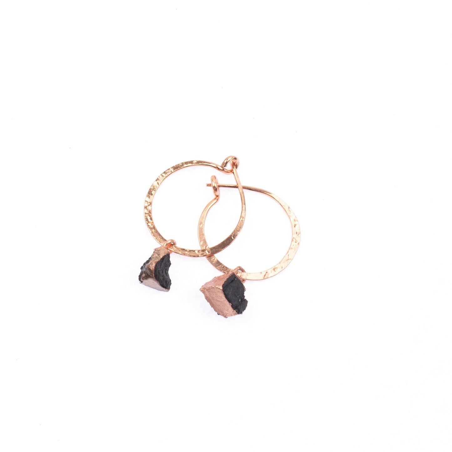 Small Black Tourmaline Hoops