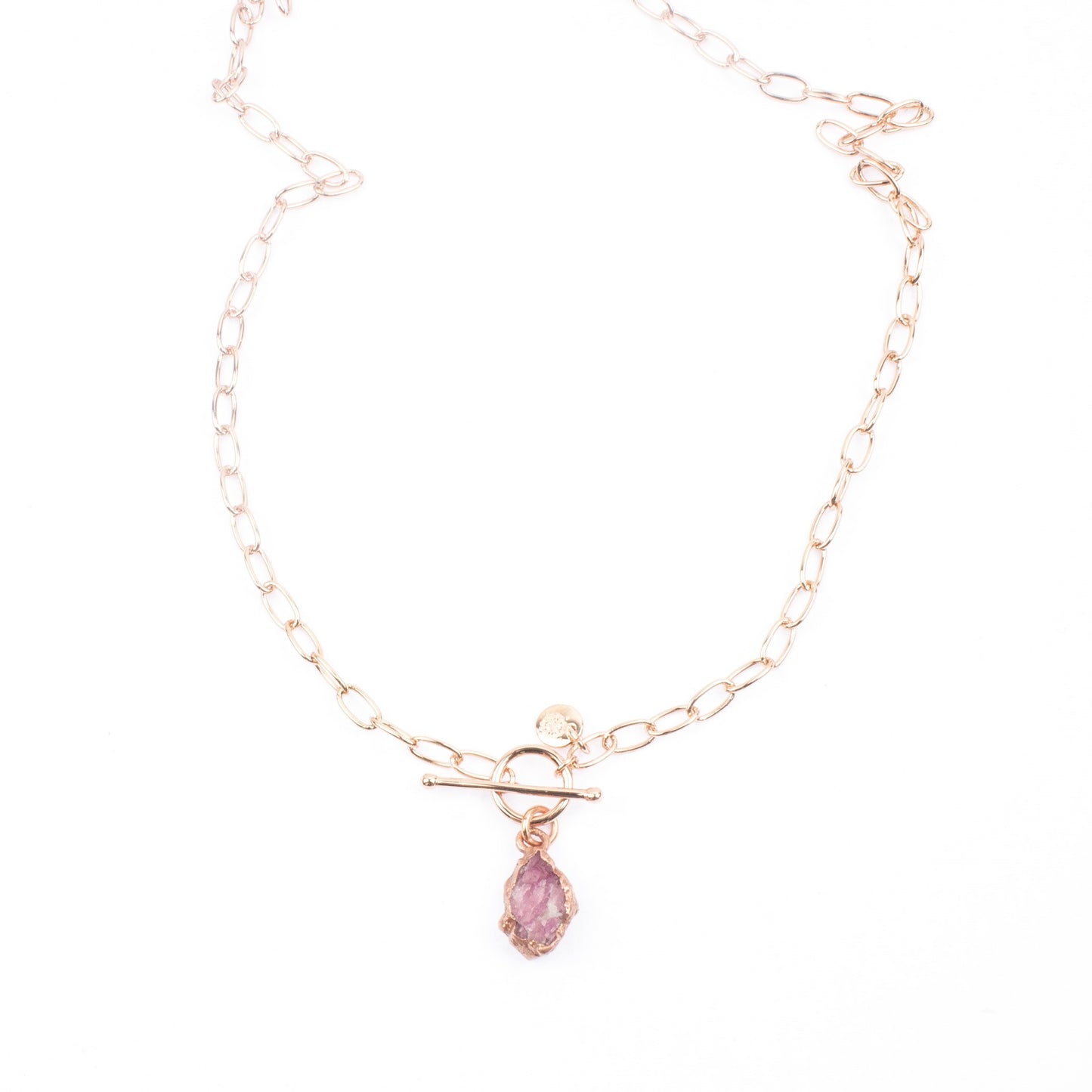 Large Pink Tourmaline Toggle Clasp Necklace (October Birthstone)