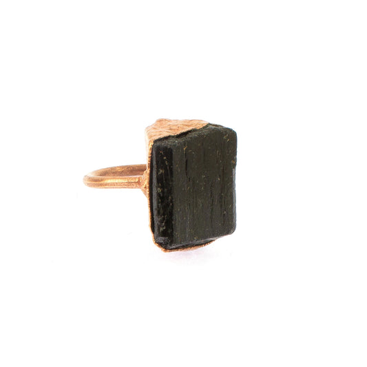 X Large Black Tourmaline Ring, Vertical