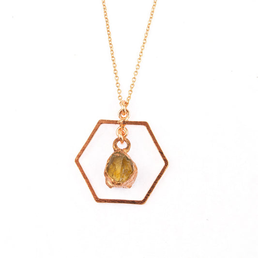 Citrine Hexagon Necklace