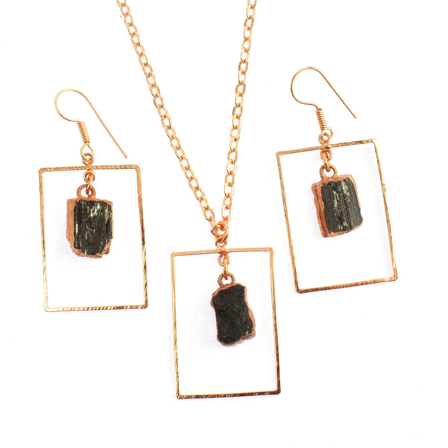 Black Tourmaline Rectangle Set