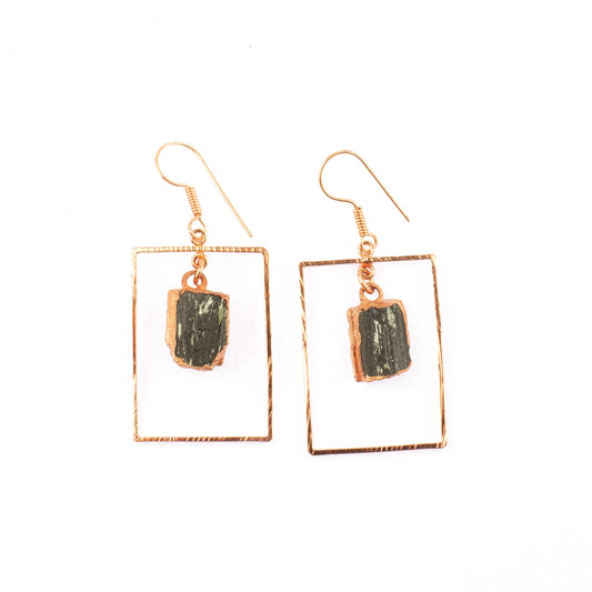 Black Tourmaline Rectangle Earrings