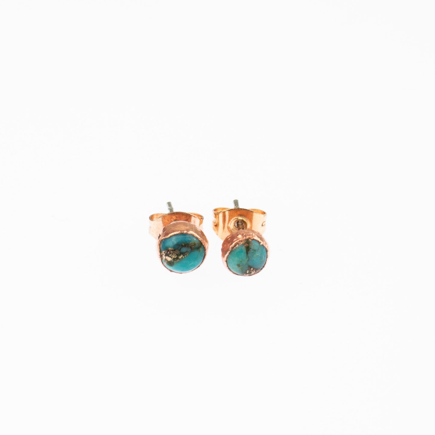 Small Cab Turquoise Stud Earrings (December Birthstone)
