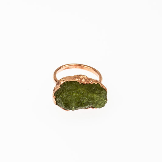 X Large Green Garnet Ring, Horizontal