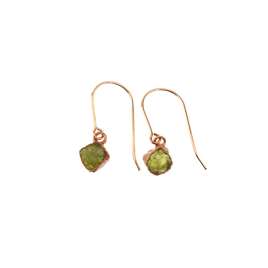 Small Green Garnet Short Dangly Earrings (January Birthstone)