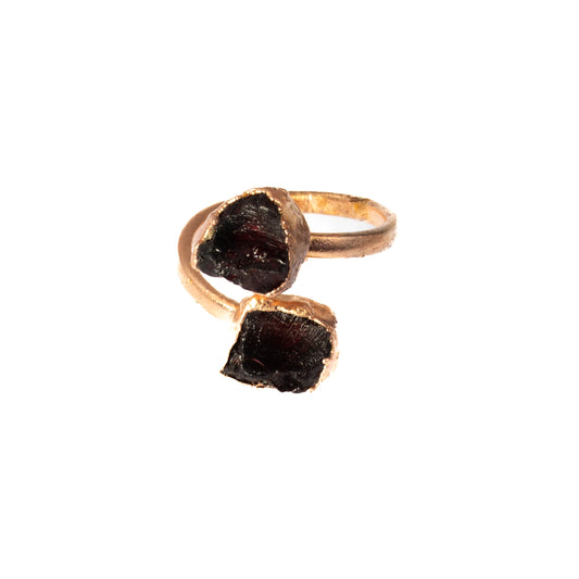 Small Open Red Garnet Ring