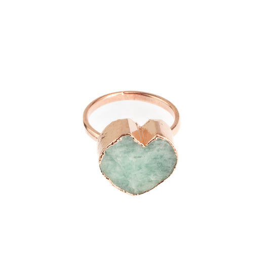 Large Amazonite Heart Ring