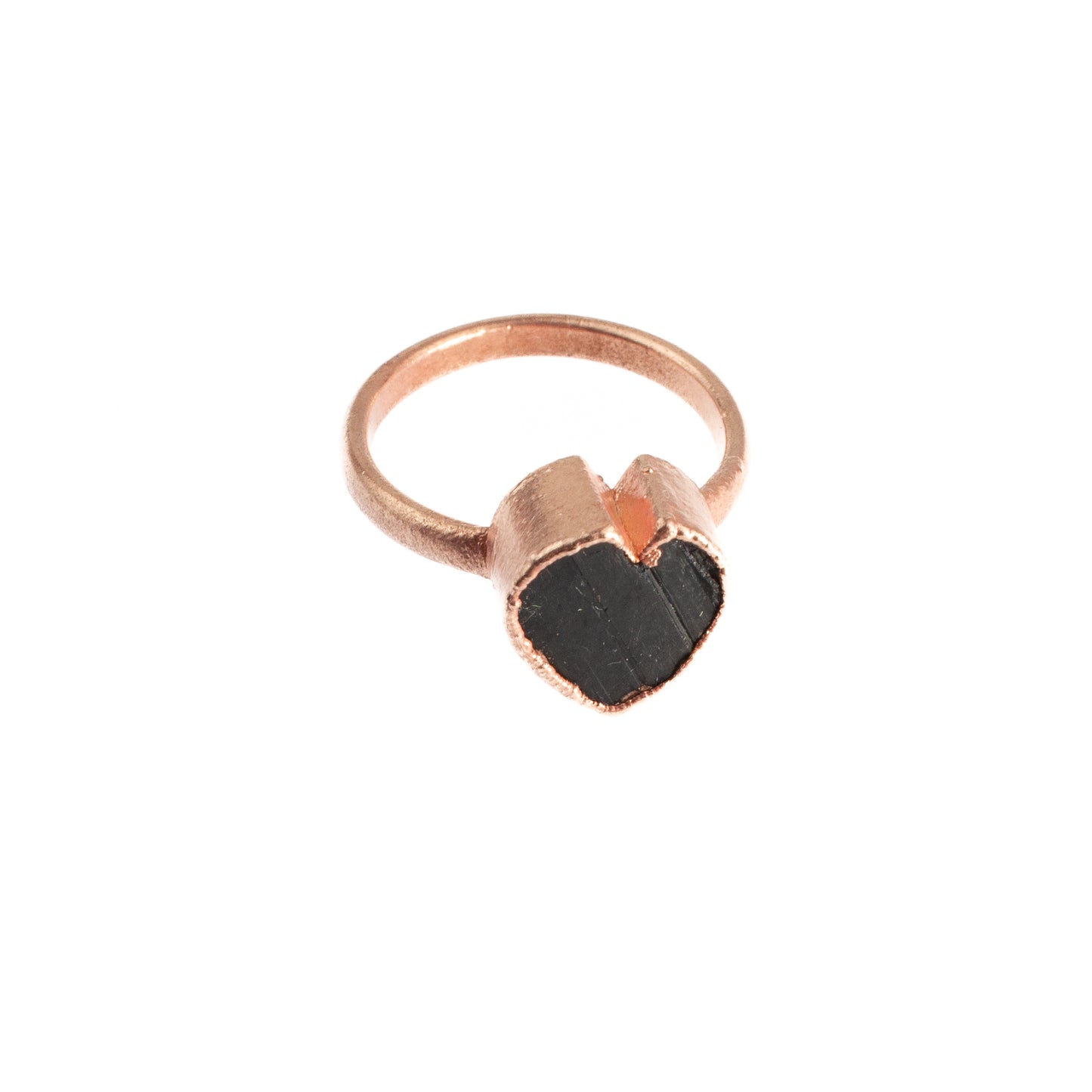 Small Black Tourmaline Heart Ring (October Birthstone)