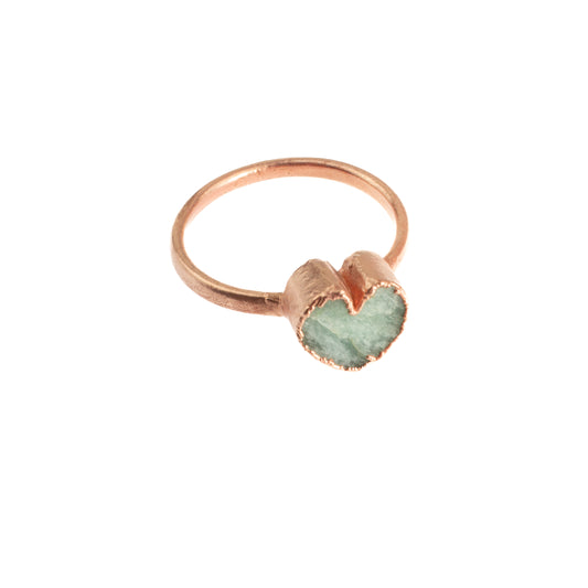 Small Amazonite Heart Ring