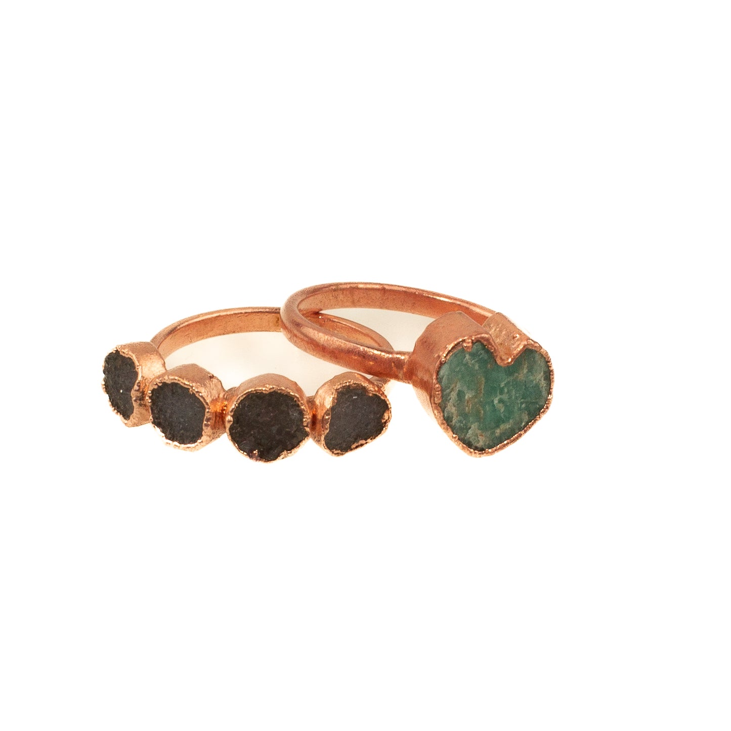Small Heart Ring and Druzy Eternity Ring Combo