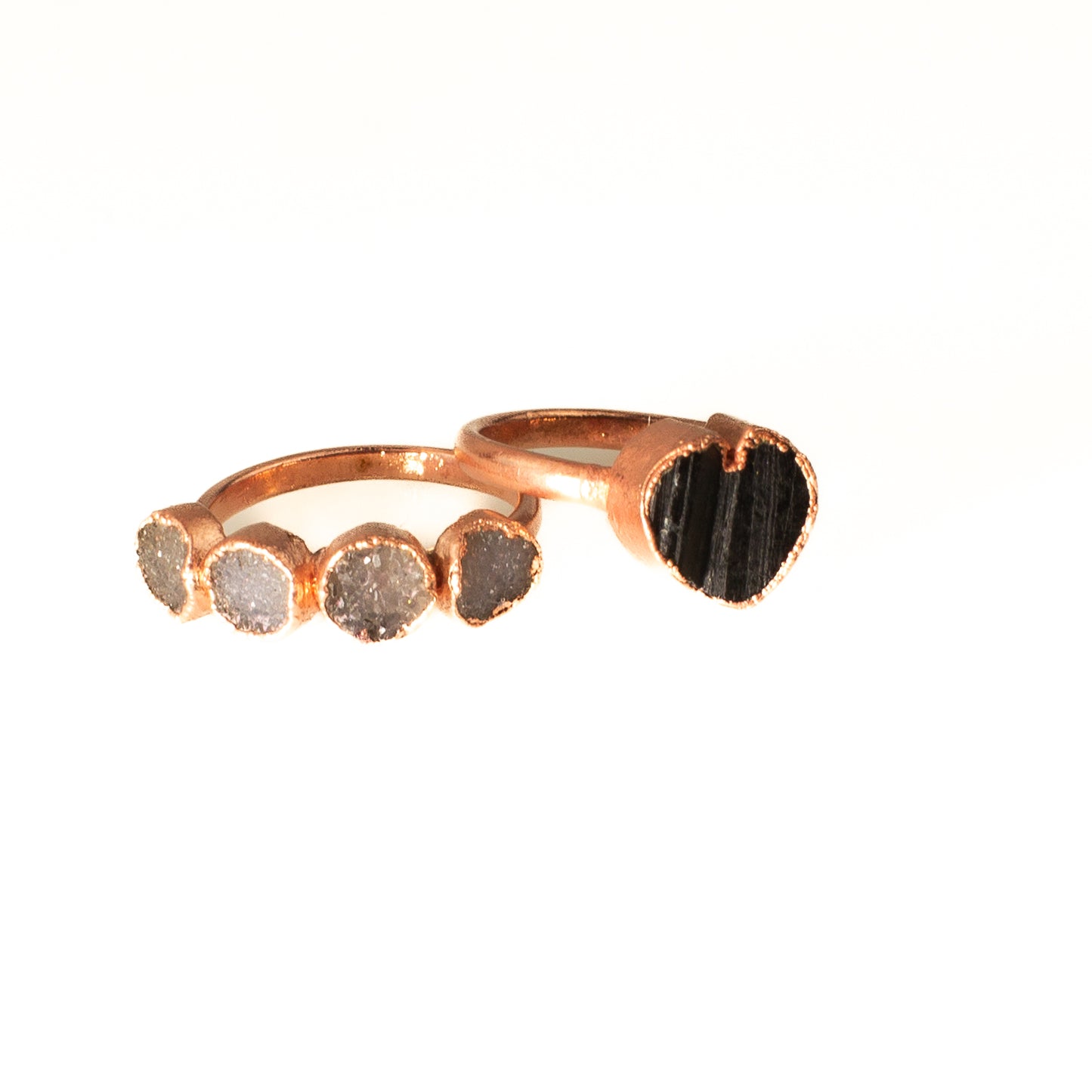Small Heart Ring and Druzy Eternity Ring Combo