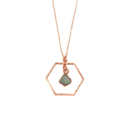 Aquamarine Hexagon Necklace