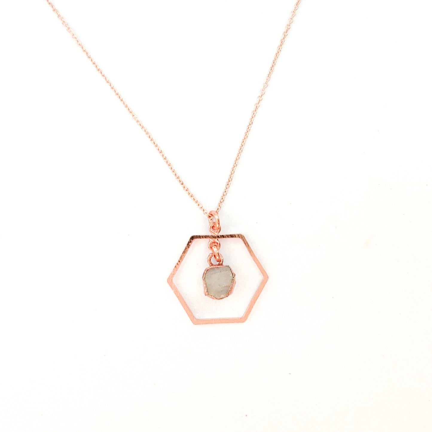 Moonstone Hexagon Gemstone Necklace