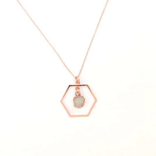 Moonstone Hexagon Gemstone Necklace