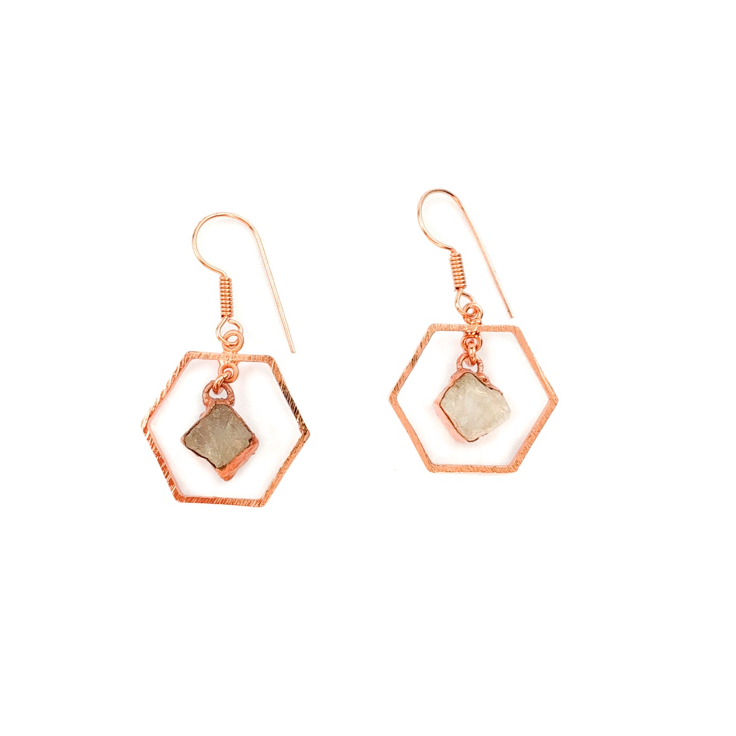 Moonstone Hexagon Gemstone Earrings