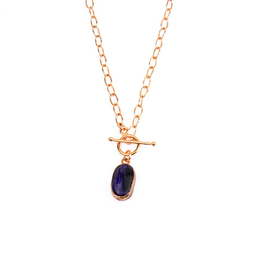 Oval Sapphire Toggle Clasp Necklace (September Birthstone)