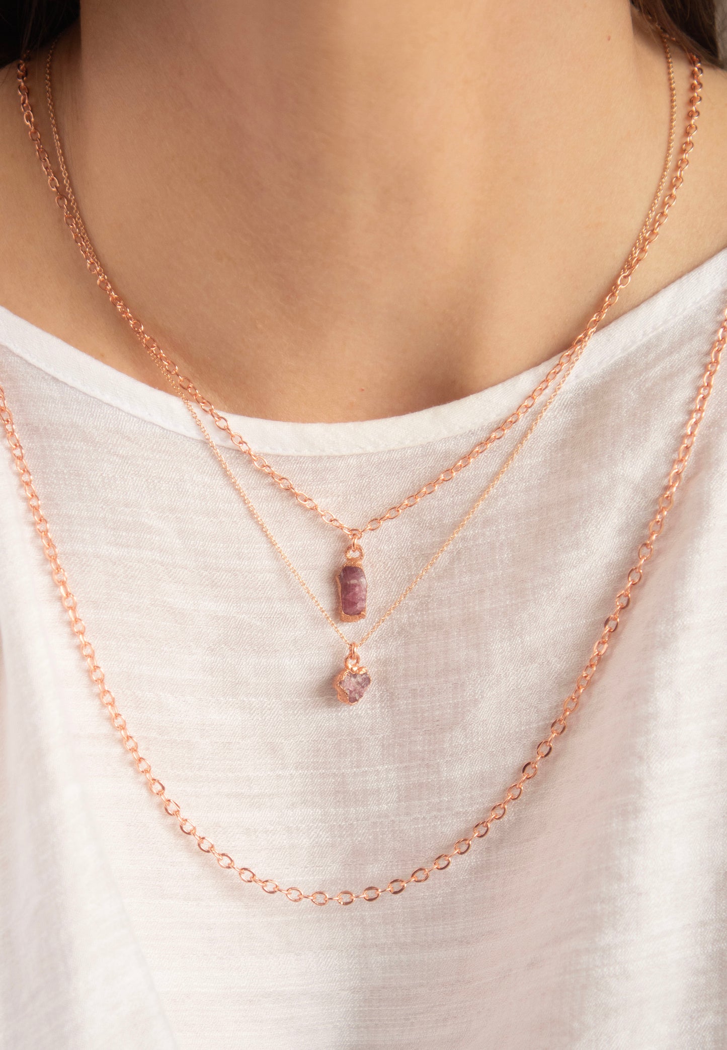Small Pink Tourmaline Necklace (October Birthstone)