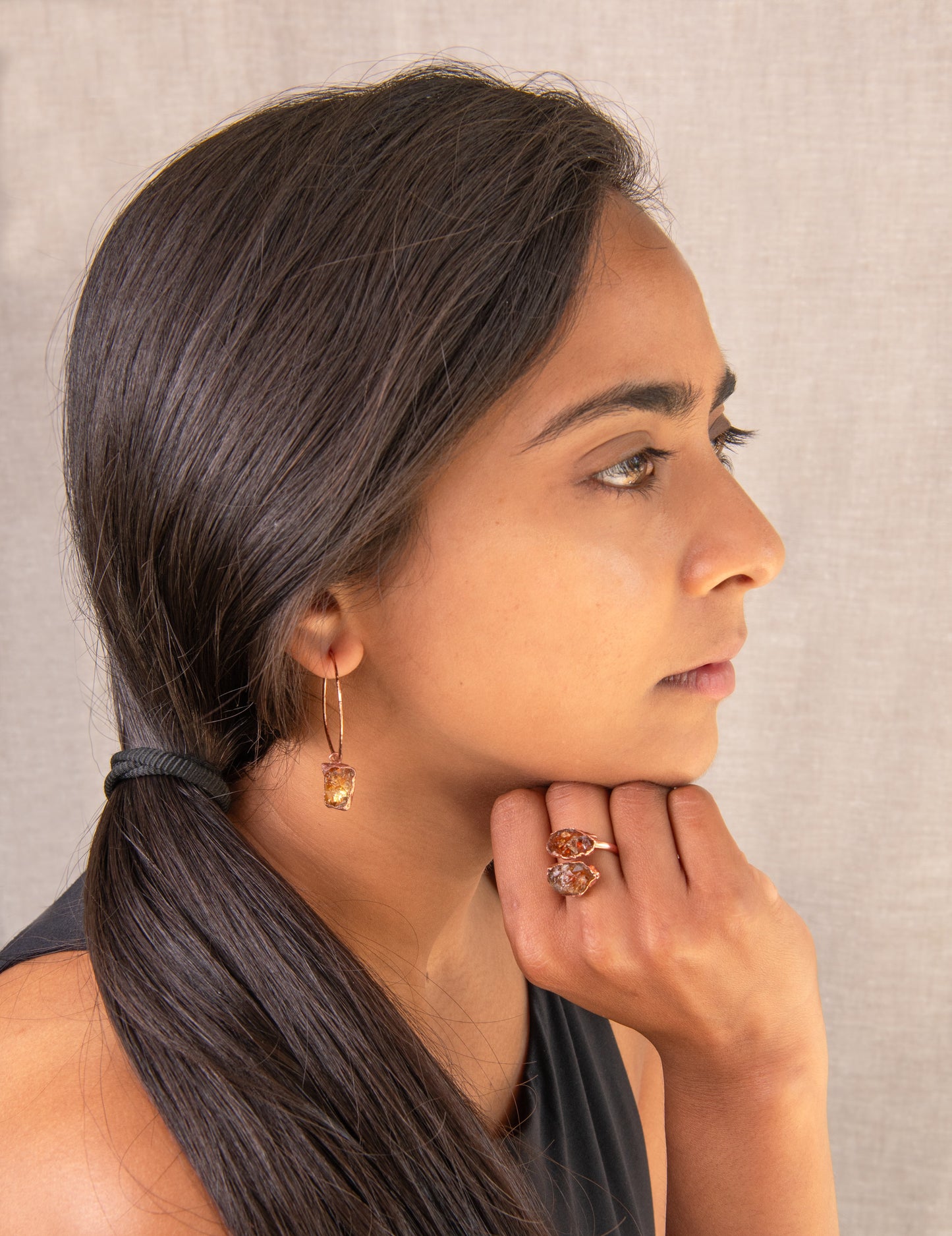 Medium Citrine Hoops