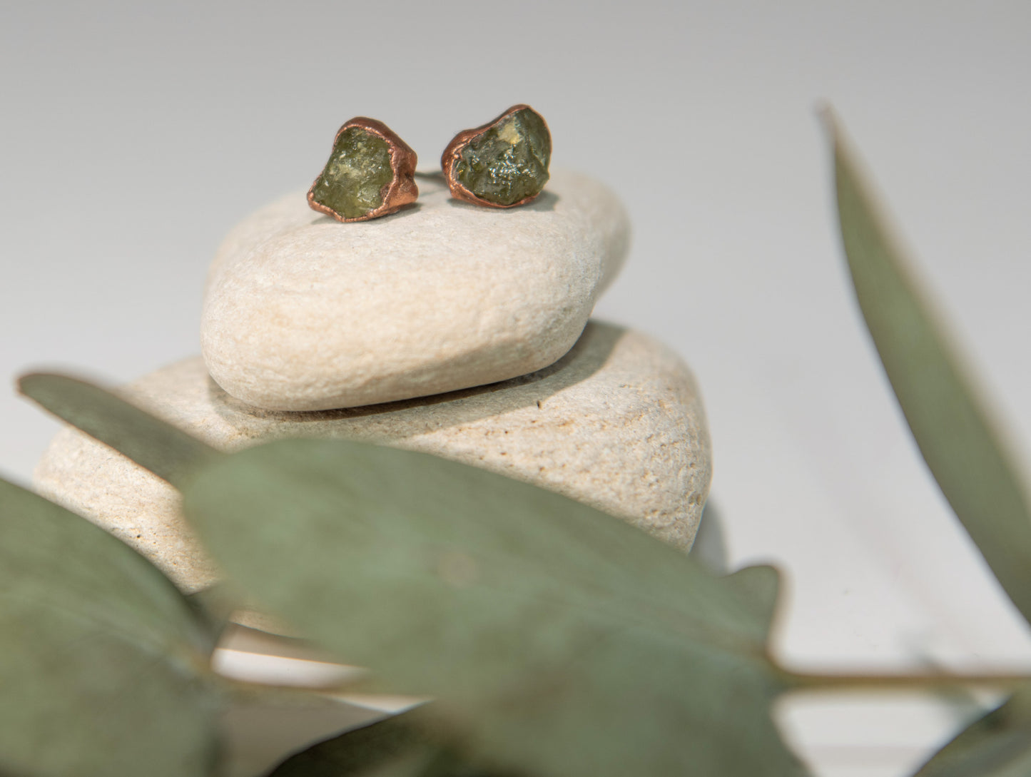 Large Green Garnet Stud Earrings (January Birthstone)