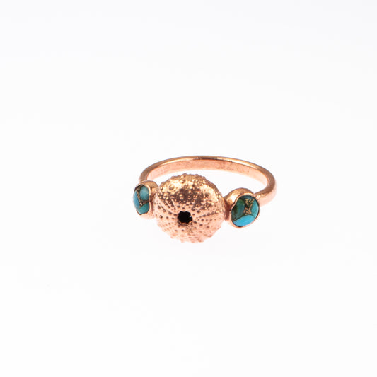 Sea Urchin Blue Turquoise Trilogy Ring