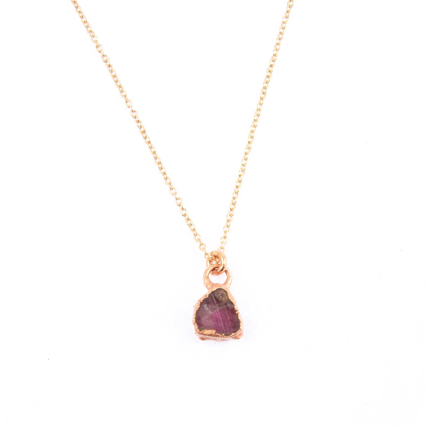 Small Pink Tourmaline Necklace (October Birthstone)