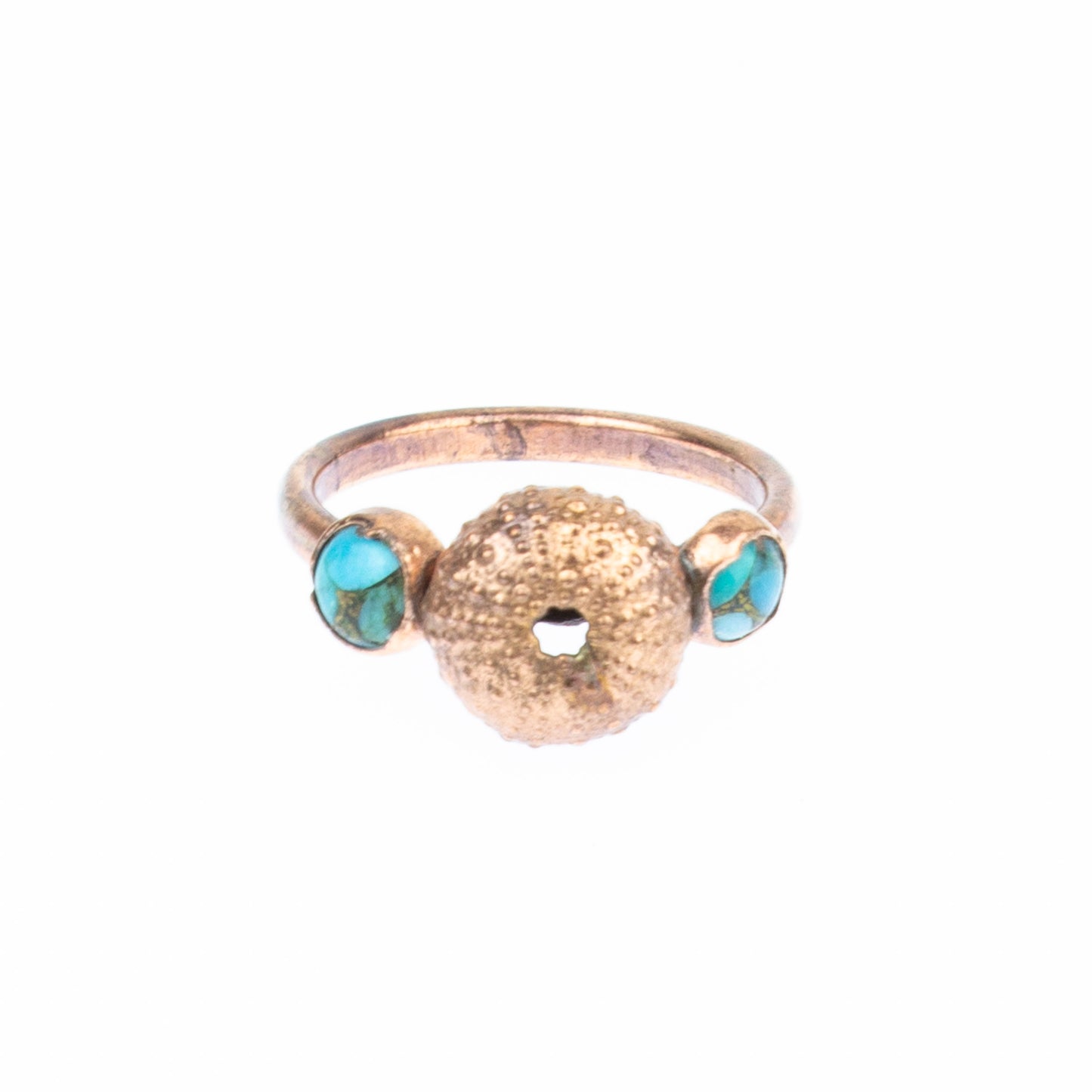 Sea Urchin Blue Turquoise Trilogy Ring