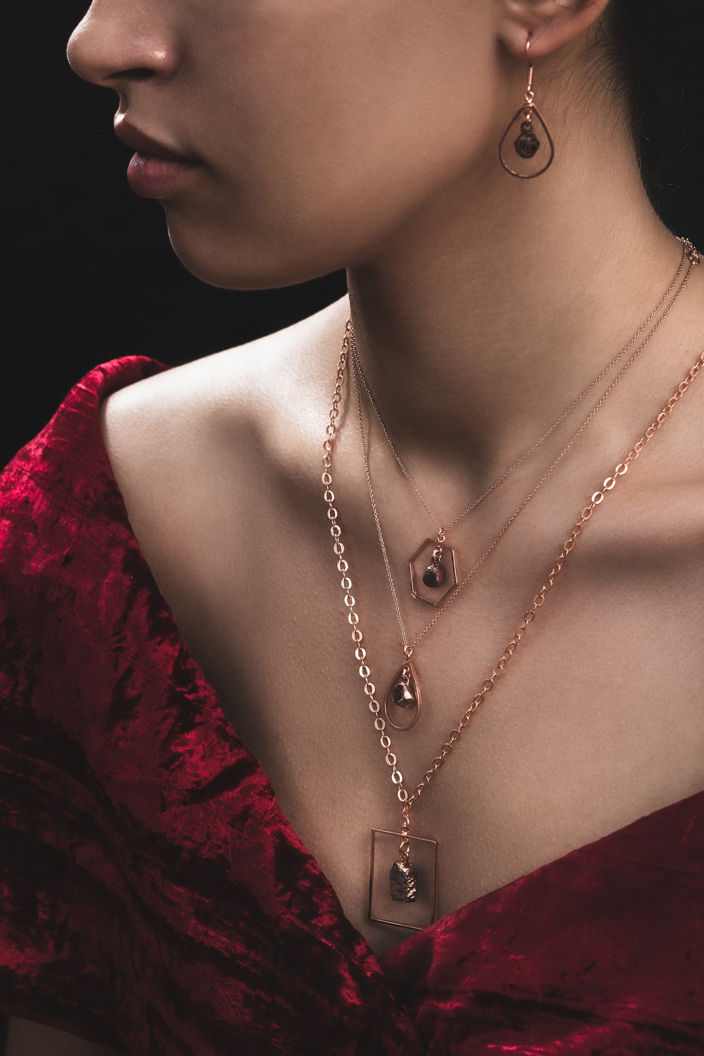 Ruby Hexagon Shape Gemstone Necklace