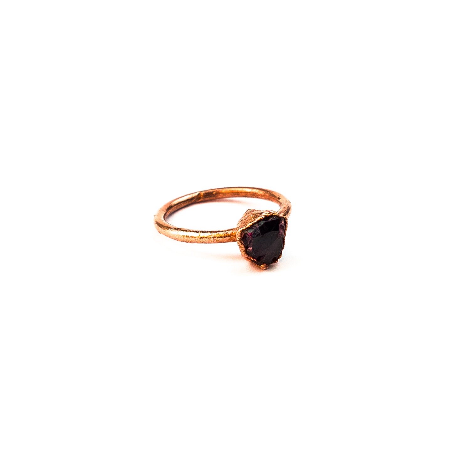 Small Red Garnet Solitaire Ring