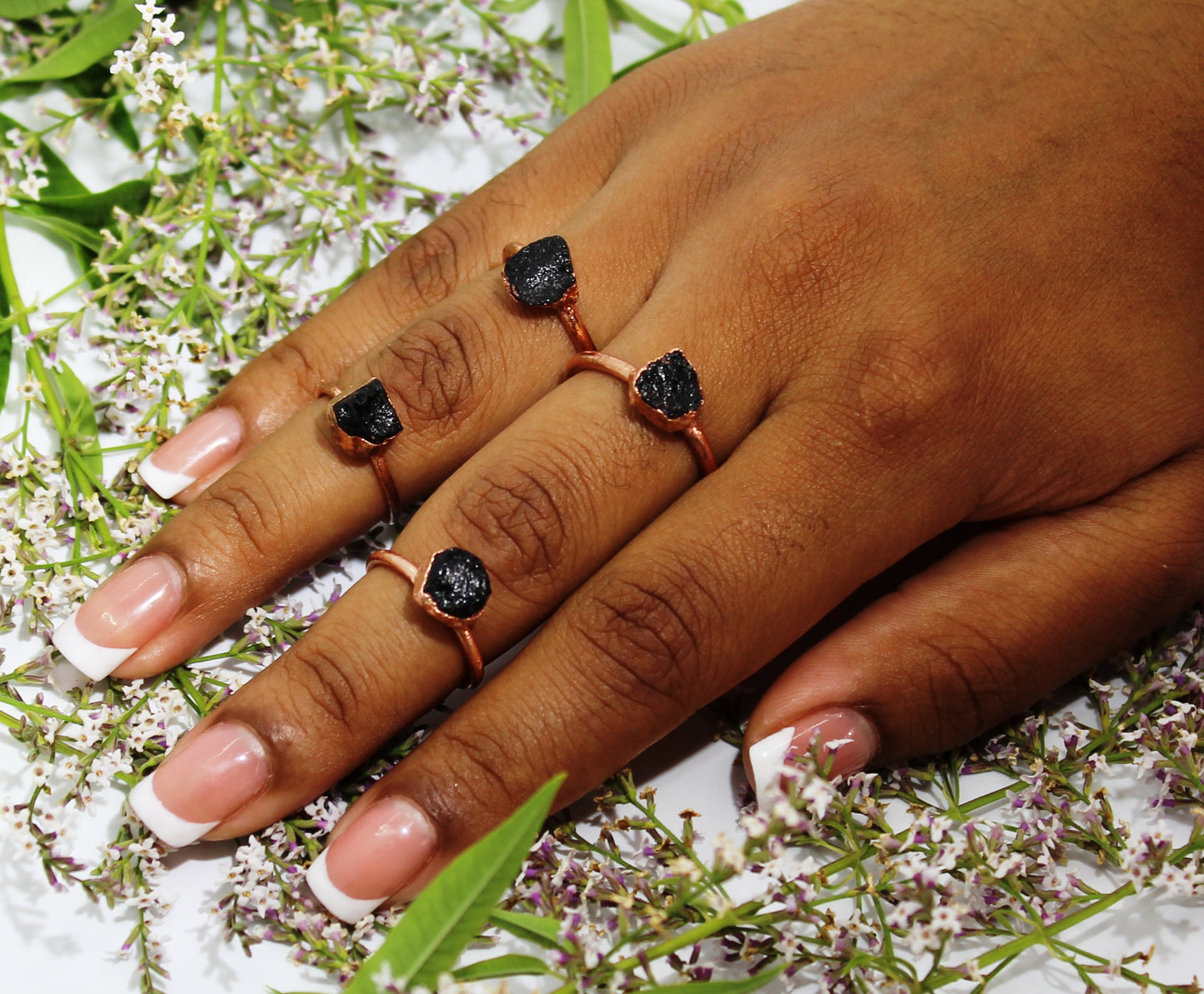 Small Black Tourmaline Solitaire Ring