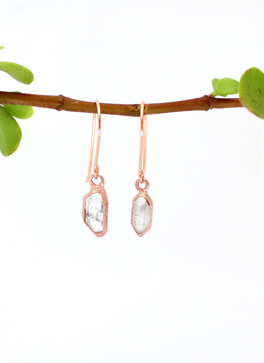 Large Herkimer Diamond Short Dangly Earrings (April birthstone)