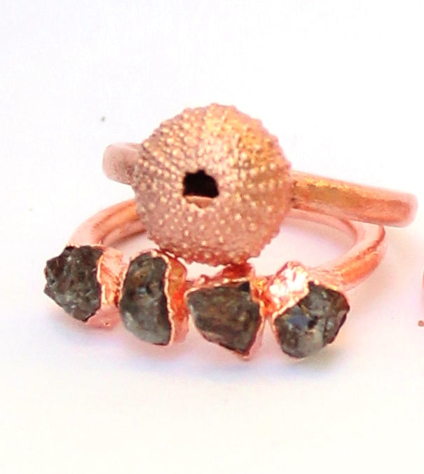 Small Urchin and Aquamarine Eternity Ring Combo