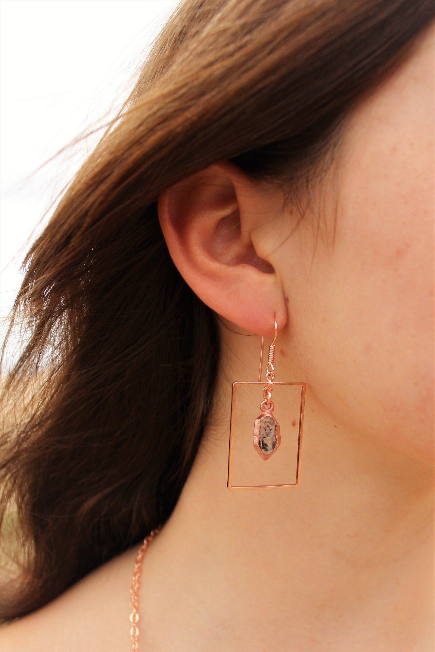 Herkimer Diamond Rectangle Earrings