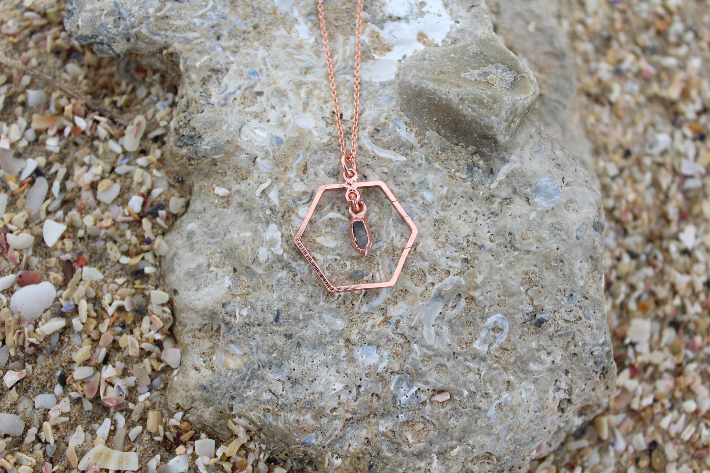 Herkimer Diamond Hexagon Necklace