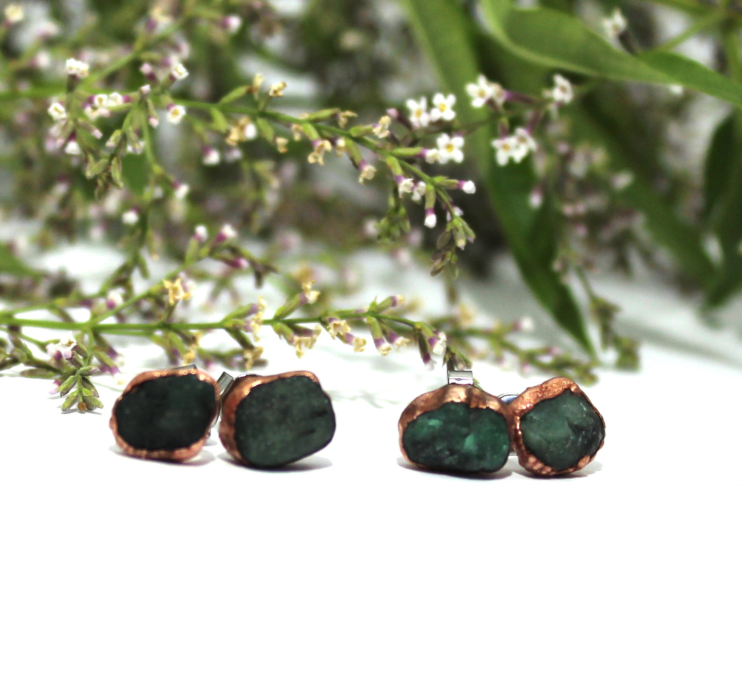 Large Emerald Stud Earrings (May Birthstone)