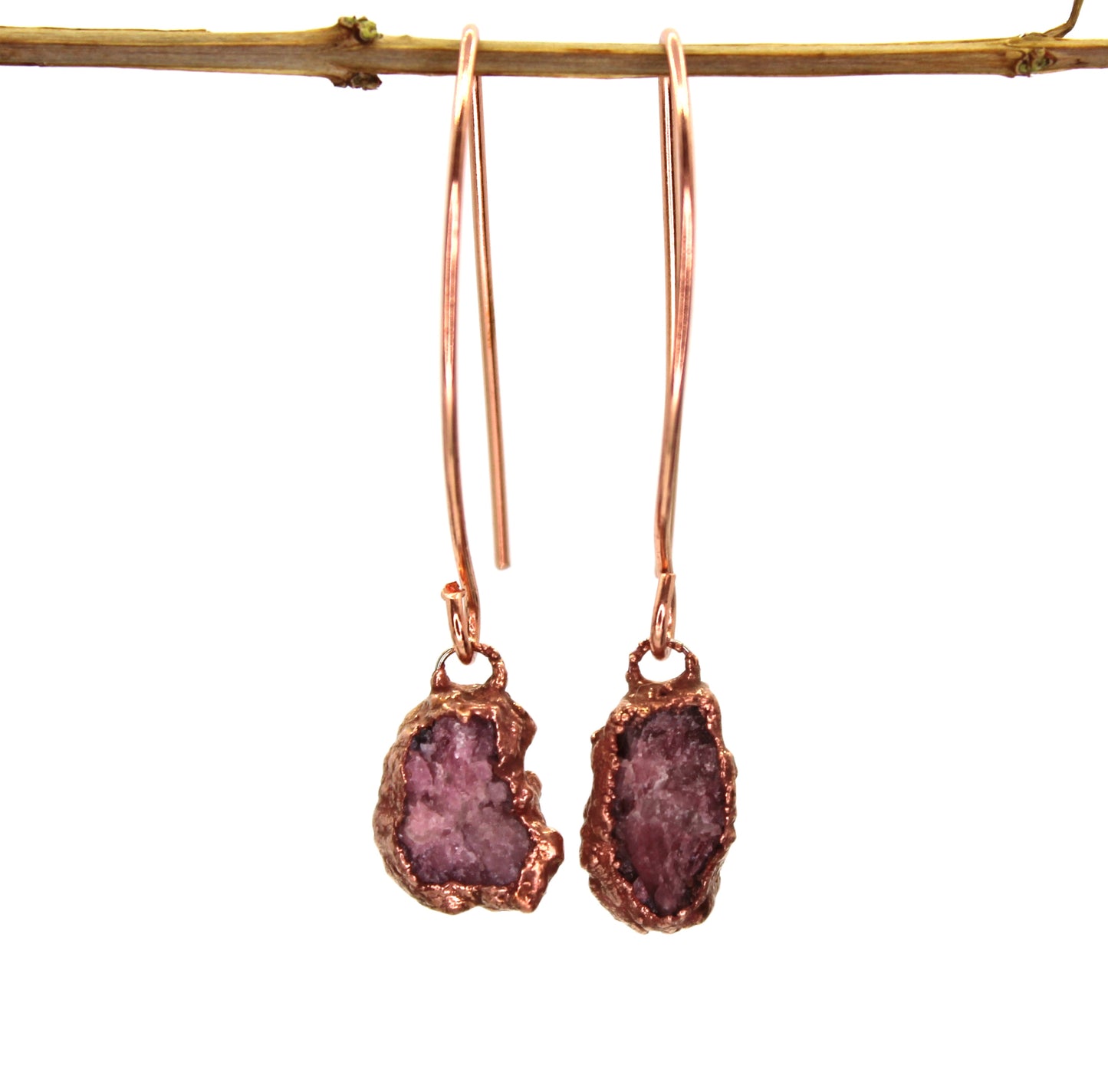 Large Pink Tourmaline Long Dangly Earrings (October Birthstone)