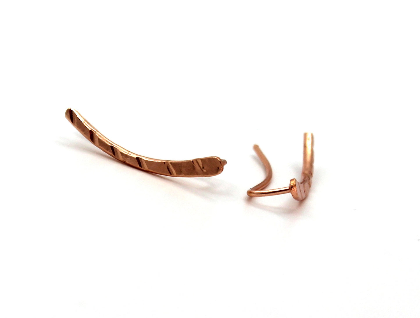 Plain Copper Earring Set- Long Ear Climber studs